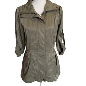 Forever 21 Jacket Women's Size Medium Anorak Utility Army Green Cinched Waist
